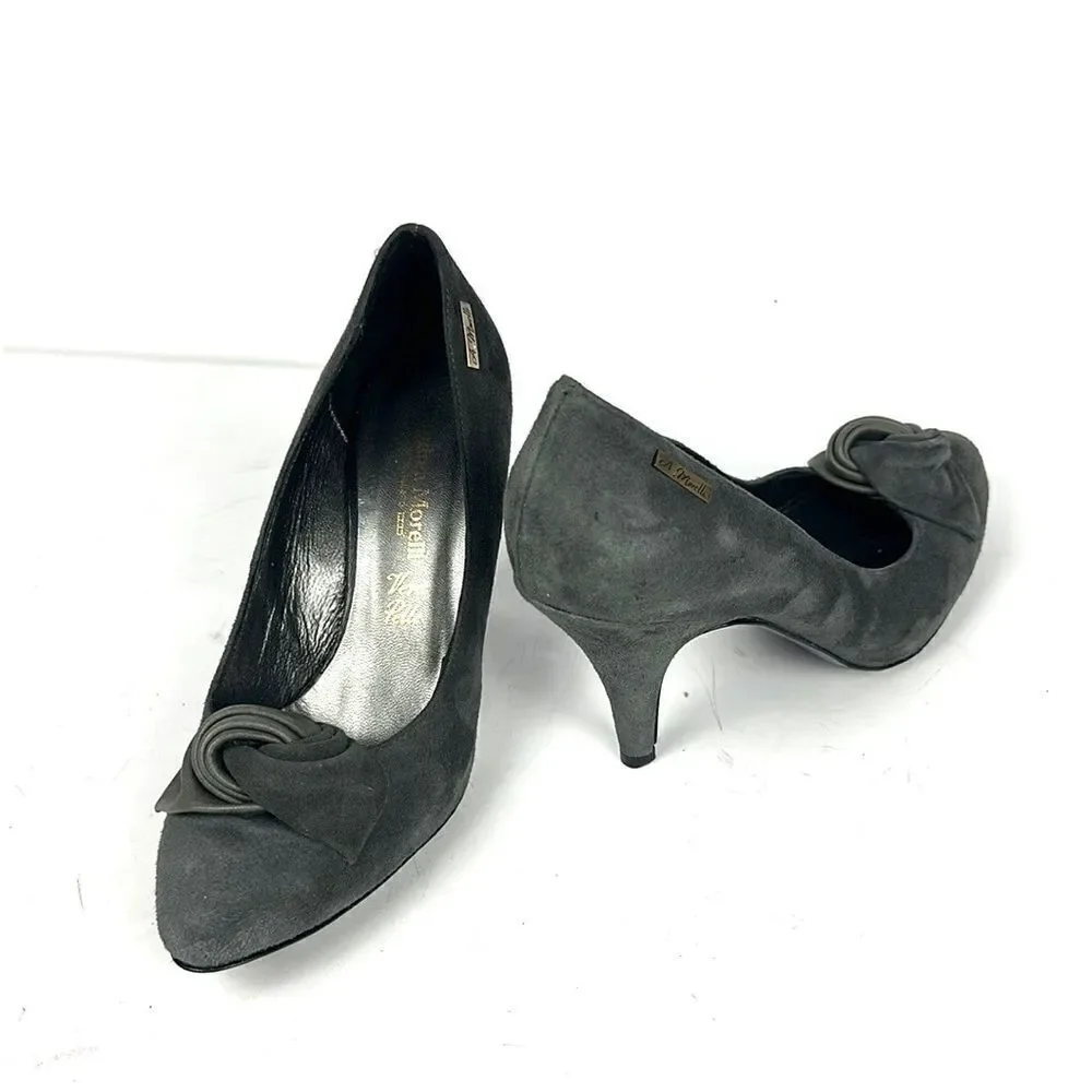 New Andrea Morelli Italy Gray Suede Pumps Heels EUR 36 US 6